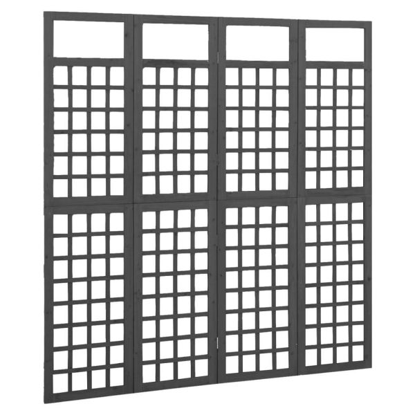 Rossington Room Divider/Trellis Solid Fir Wood – 161×180 cm, Black