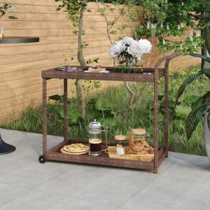 Bar Cart 100x45x83 cm Poly Rattan – Brown