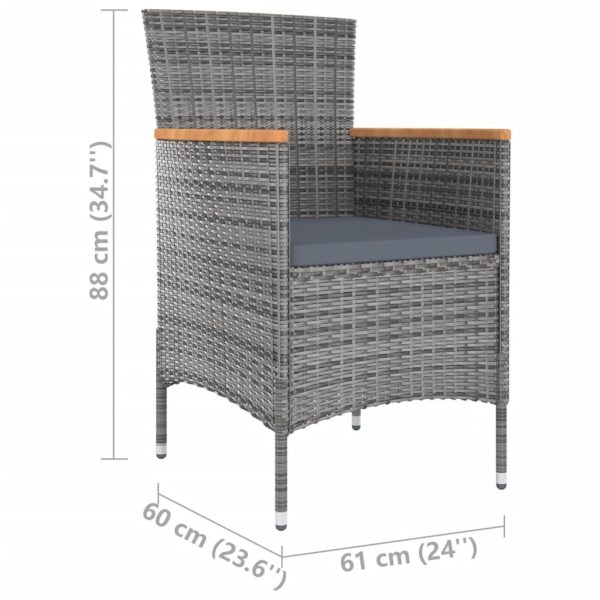 Garden Dining Chairs 4 pcs Poly Rattan – Grey
