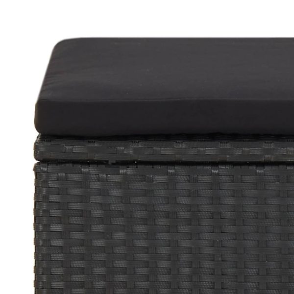 Garden Stools 4 pcs with Cushions Poly Rattan – Black
