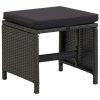 Garden Stools 2 pcs with Cushions Poly Rattan – Black