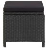 Garden Stools 2 pcs with Cushions Poly Rattan – Black