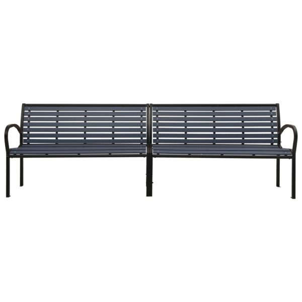 Garden Bench Steel and WPC – 251 cm, Black