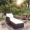 Sun Lounger with Cushion Poly Rattan – Black