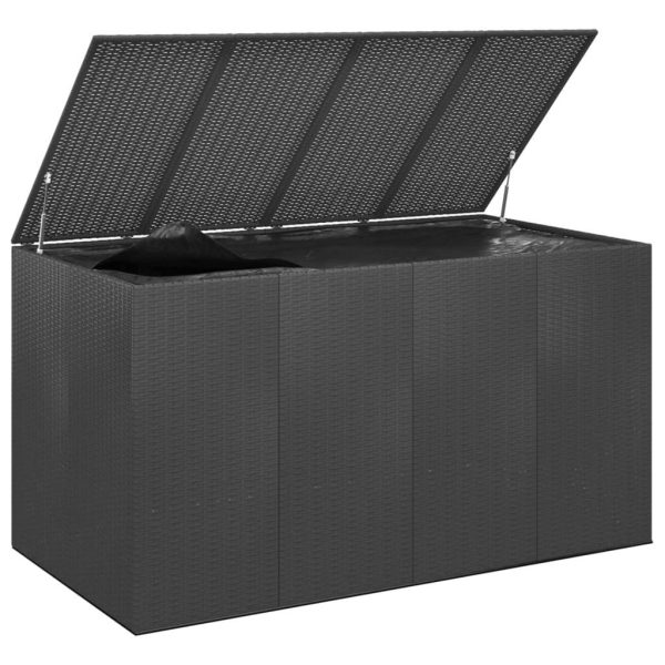 Garden Cushion Box PE Rattan 194x100x103 cm Black
