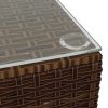 Garden Coffee Table 60x60x30 cm Poly Rattan and Glass – Brown