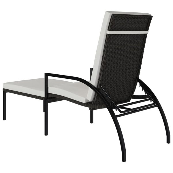 Sun Lounger with Footrest PE Rattan – Brown