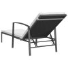 Garden Sun Lounger with Cushion Poly Rattan – Black