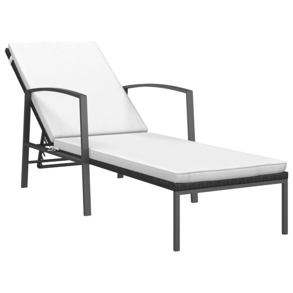 Sun Loungers 2 pcs with Table Poly Rattan – Black