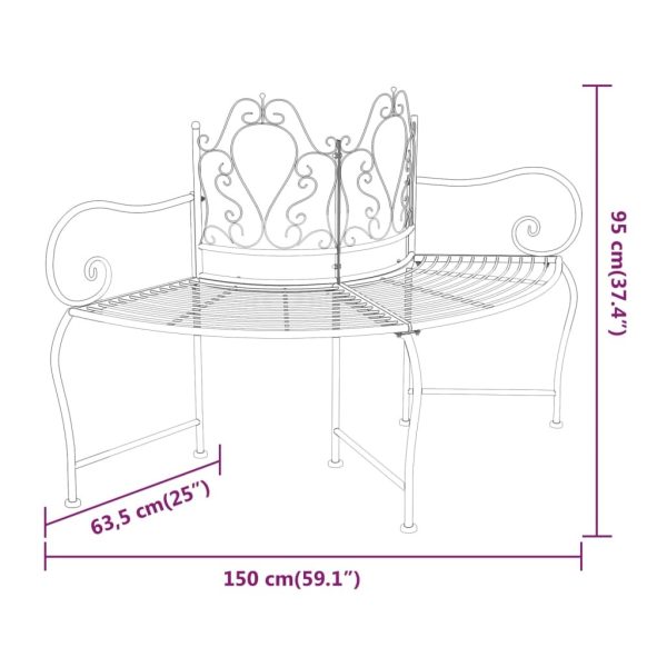 Tree Bench 150 cm Black Steel