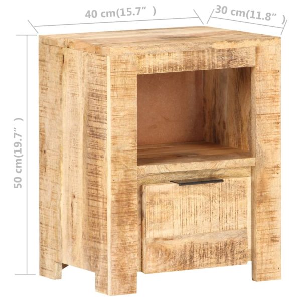 Snaresbrook Bedside Cabinet 40x30x50 cm – Rough Mango Wood