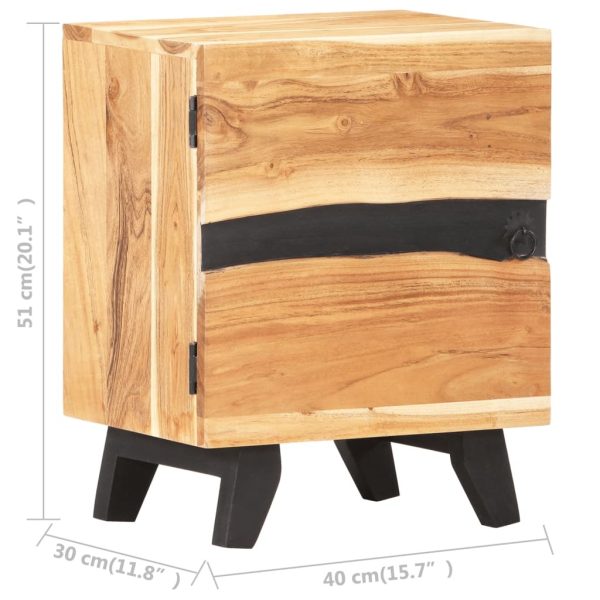 Piqua Bedside Cabinet 40x30x51 cm Solid Acacia Wood