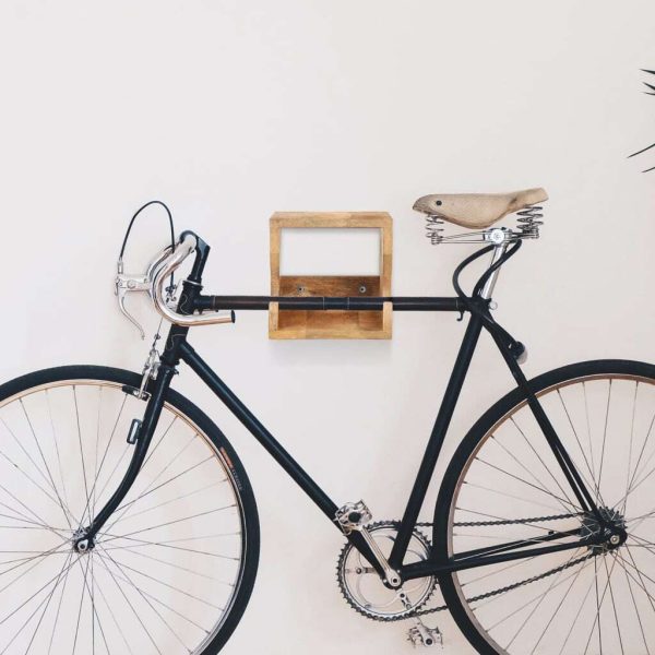 Wall Mounted Bicycle Rack 35x25x25 cm Solid Rough Mango Wood