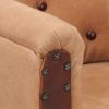 Tub Chair Real Leather and Solid Mango Wood – Brown