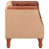 Tub Chair Real Leather and Solid Mango Wood – Brown
