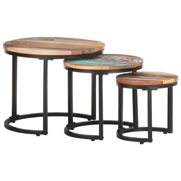 Brislington Side Tables 3 pcs – Solid Reclaimed Wood