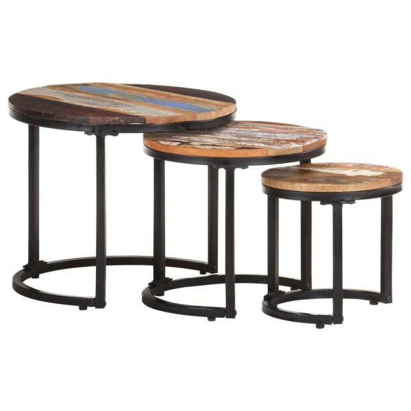 Brislington Side Tables 3 pcs – Solid Reclaimed Wood