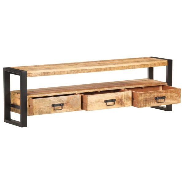 Tokoroa TV Cabinet 150x30x45 cm – 150x30x45 cm, Solid Rough Mango Wood