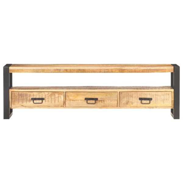 Tokoroa TV Cabinet 150x30x45 cm – 150x30x45 cm, Solid Rough Mango Wood