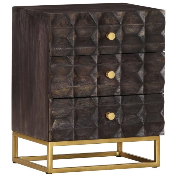 Defiance Bed Cabinet Black 40x30x50 cm Solid Mango Wood