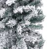 Slim Artificial Christmas Tree with Stand Green PVC – 180×48 cm, With Flocked Snow
