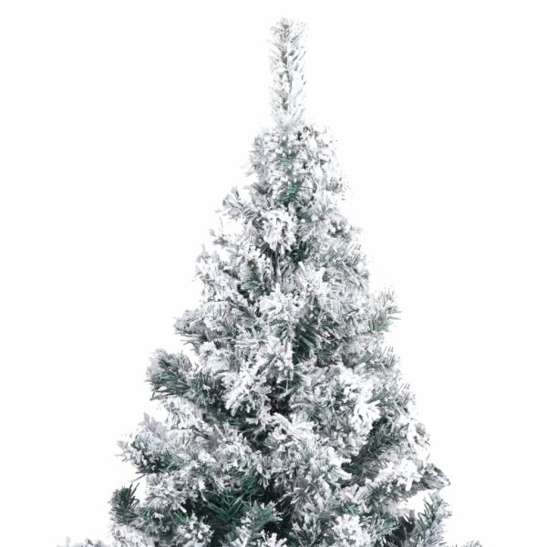 Artificial Christmas Tree with Flocked Snow Green PVC – 180×115 cm