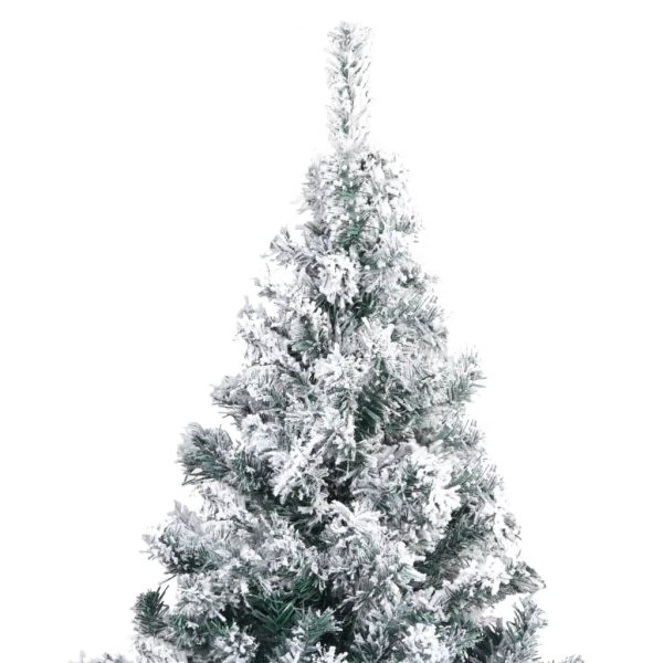 Artificial Christmas Tree with Flocked Snow Green PVC – 210×135 cm