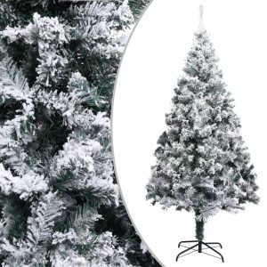 Artificial Christmas Tree with Flocked Snow Green PVC – 240×150 cm