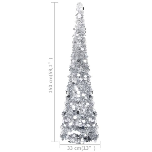 Pop-up Artificial Christmas Tree PET – 150×33 cm, Silver