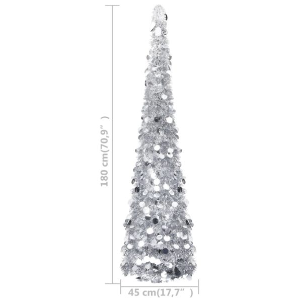 Pop-up Artificial Christmas Tree PET – 180×45 cm, Silver