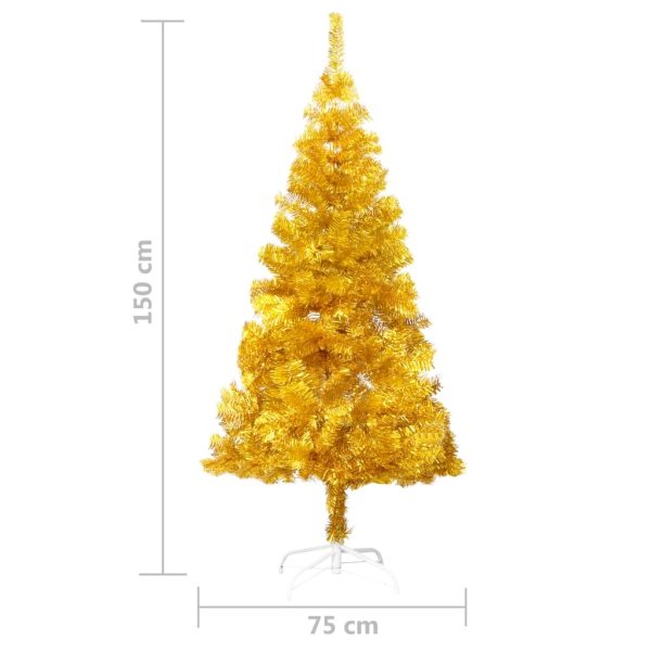 Artificial Christmas Tree with Stand PVC – 150×75 cm, Gold