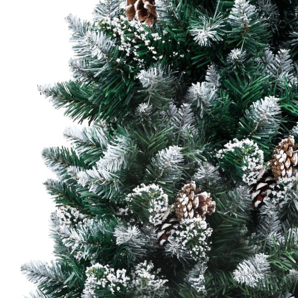 Artificial Christmas Tree with Pine Cones and White Snow – 150×93 cm