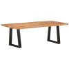 Coffee Table with Live Edges Solid Acacia Wood – 115x60x40 cm, Light Brown