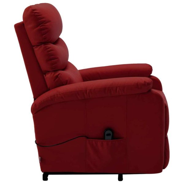 Stand-up Recliner Faux Leather – Wine Red