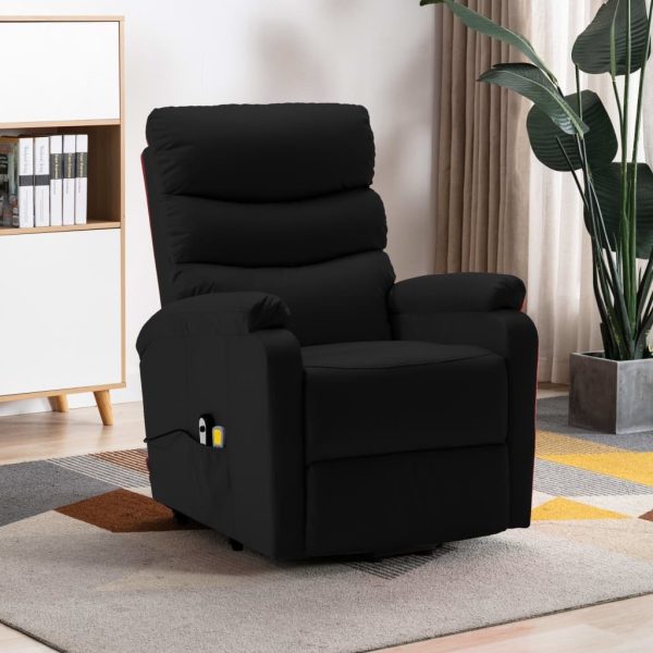 Stand-up Massage Recliner Faux Leather – Black