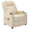 Massage Reclining Chair Faux Leather – Cream White