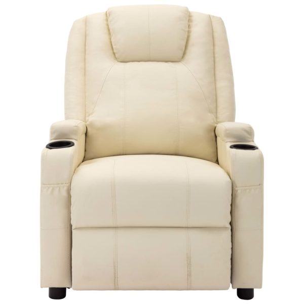 Massage Reclining Chair Faux Leather – Cream White