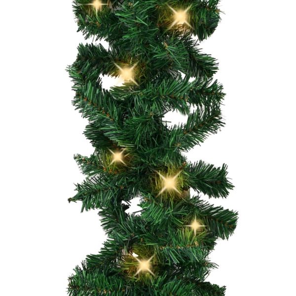 Christmas Garland with LED Lights Green PVC – 10 M