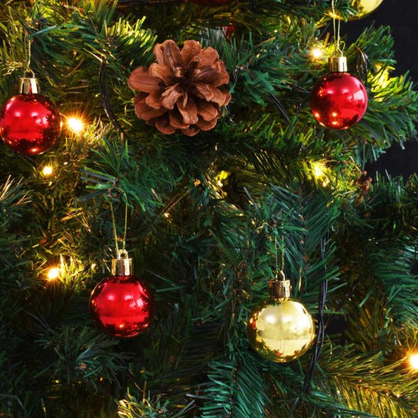Artificial Christmas Tree with Baubles and LEDs Green – 150×75 cm