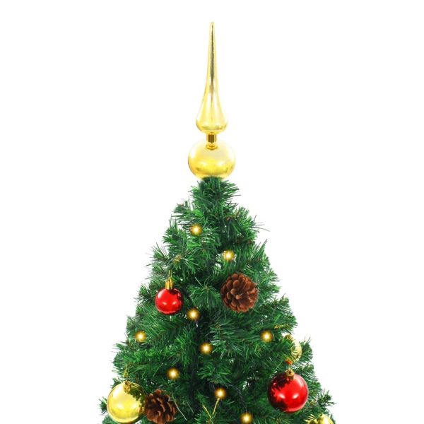 Artificial Christmas Tree with Baubles and LEDs Green – 150×75 cm