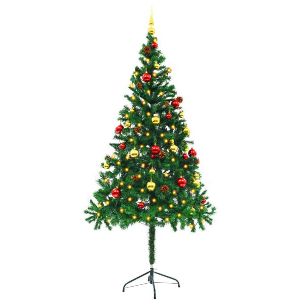 Artificial Christmas Tree with Baubles and LEDs Green – 180×90 cm