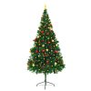 Artificial Christmas Tree with Baubles and LEDs Green – 210×105 cm