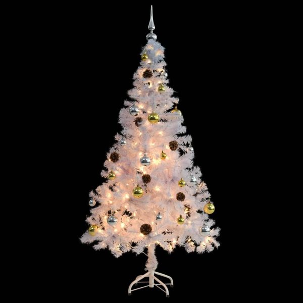 Artificial Christmas Tree with Baubles and LEDs White