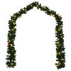 Christmas Garland with Baubles and LED Lights Green PVC – 20 M