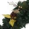 Christmas Wreath with LED Lights 60 cm PVC – Green and Gold