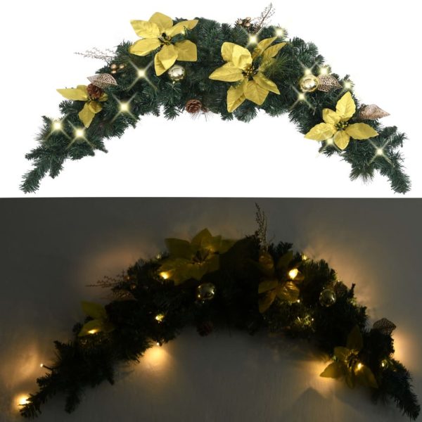 Christmas Arch with LED Lights 90 cm PVC – Green and Gold