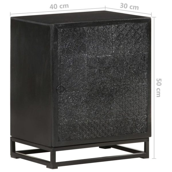 Goshen Bedside Cabinet Black 40x30x50 cm Solid Acacia and Mango Wood