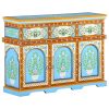 Hand-Painted Sideboard Multicolour 110x30x76cm Solid Mango Wood