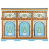 Hand-Painted Sideboard Multicolour 110x30x76cm Solid Mango Wood