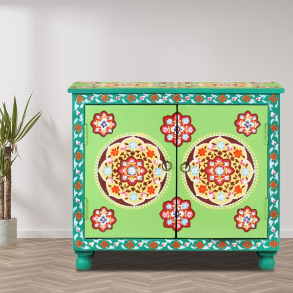 Hand Painted Sideboard 70x35x60 cm Solid Mango Wood